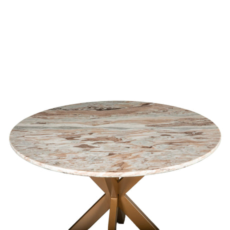 Malibu Antique Gold Sawar Marble Top Round Table from Home Trends & Design - Luna Furniture