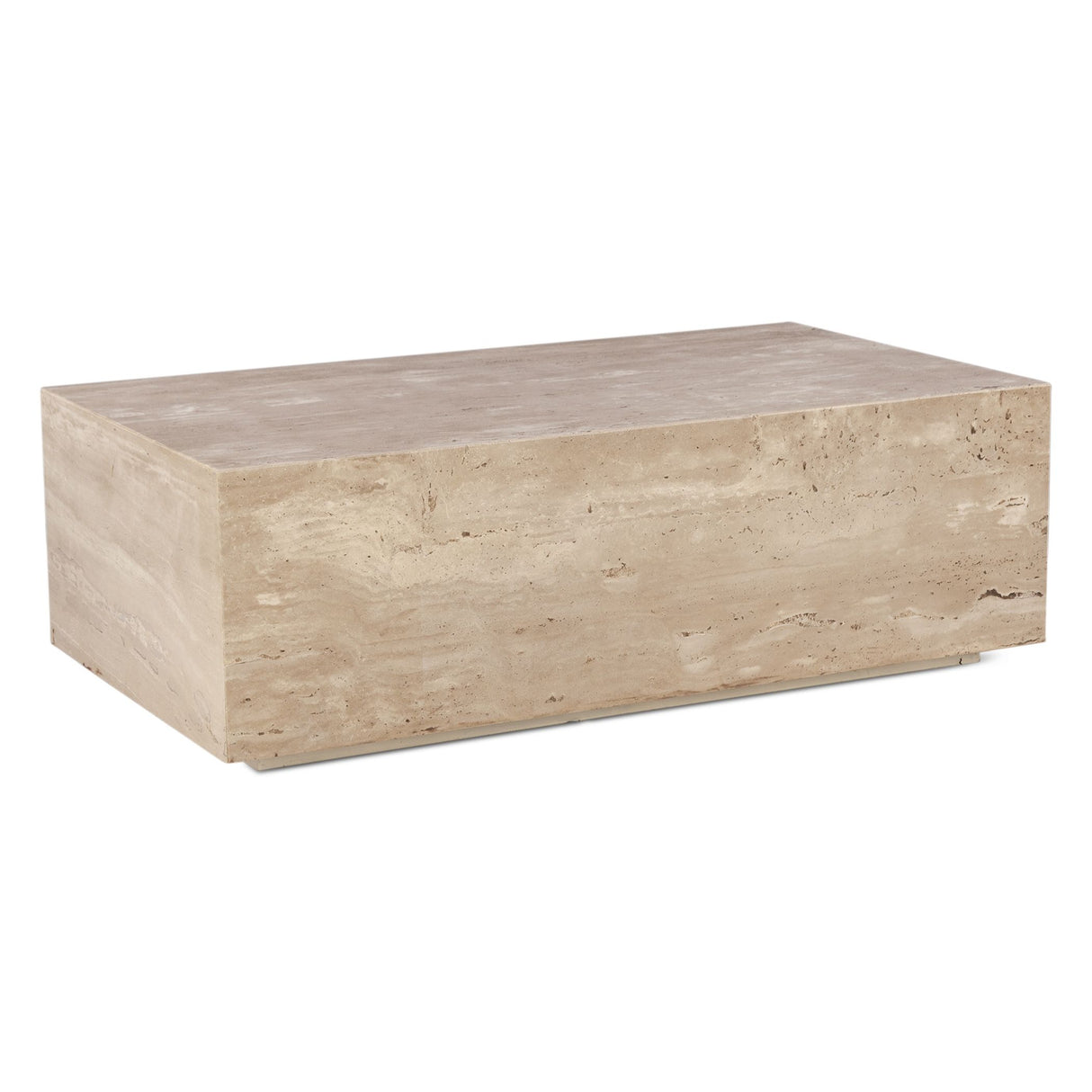 Nile 50" Drum Coffee Table in Travertine Stone from Home Trends & Design - Luna Furniture