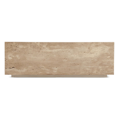 Nile 50" Drum Coffee Table in Travertine Stone from Home Trends & Design - Luna Furniture