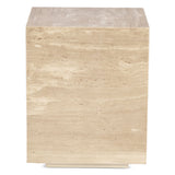 Nile 18" Drum Side Table in Travertine Stone from Home Trends & Design - Luna Furniture