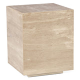 Nile 18" Drum Side Table in Travertine Stone from Home Trends & Design - Luna Furniture