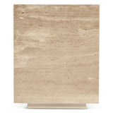 Nile 18" Drum Side Table in Travertine Stone from Home Trends & Design - Luna Furniture
