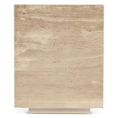 Nile 18" Drum Side Table in Travertine Stone from Home Trends & Design - Luna Furniture
