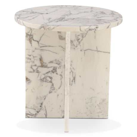 Nile 20" Side Table in Alabaster Marble from Home Trends & Design - Luna Furniture