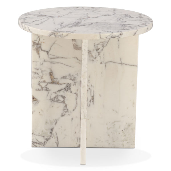 Nile 20" Side Table in Alabaster Marble