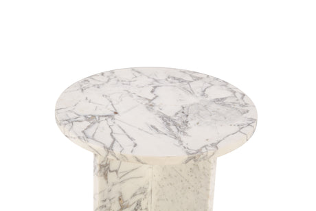 Nile 20" Side Table in Alabaster Marble from Home Trends & Design - Luna Furniture