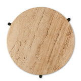 Nola 18" Side Table Table in Travertine Stone and Iron from Home Trends & Design - Luna Furniture