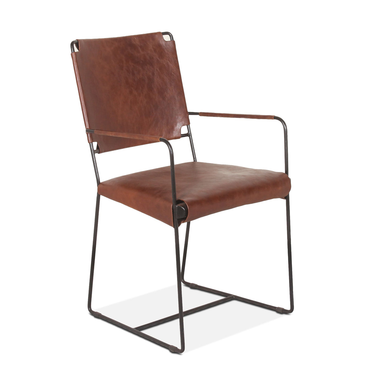 New York 20" Dining Armchair in Tobacco Leather from Home Trends & Design - Luna Furniture