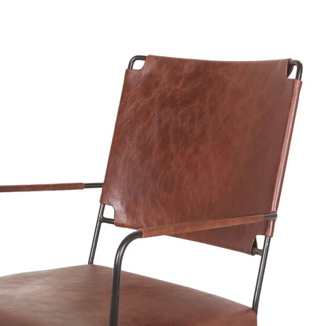 New York 20" Dining Armchair in Tobacco Leather from Home Trends & Design - Luna Furniture