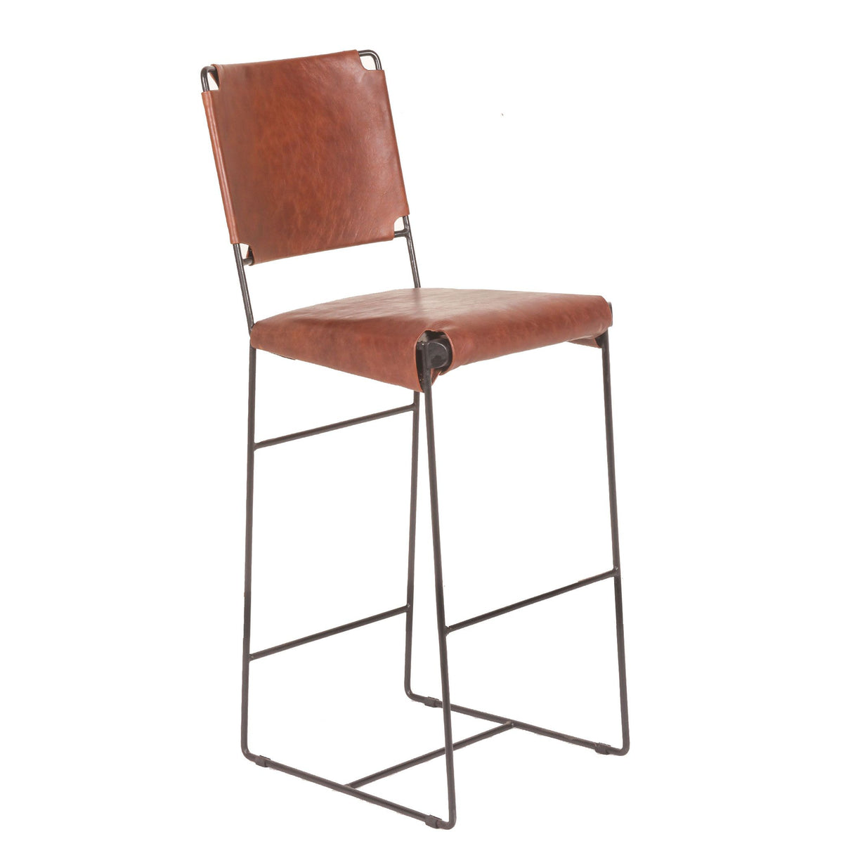 New York 17" Bar Chair in Tobacco Leather from Home Trends & Design - Luna Furniture