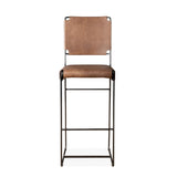 New York 18" Bar Chair in Brown Buffalo Leather and Iron from Home Trends & Design - Luna Furniture