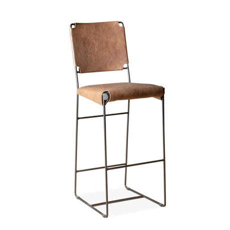 New York 18" Bar Chair in Brown Buffalo Leather and Iron from Home Trends & Design - Luna Furniture