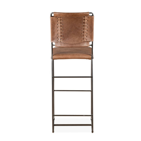 New York 18" Bar Chair in Brown Buffalo Leather and Iron from Home Trends & Design - Luna Furniture
