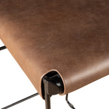 New York 18" Bar Chair in Brown Buffalo Leather and Iron from Home Trends & Design - Luna Furniture