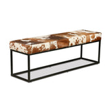 New York 54" Bench in Brown Cowhide Leather and Iron from Home Trends & Design - Luna Furniture