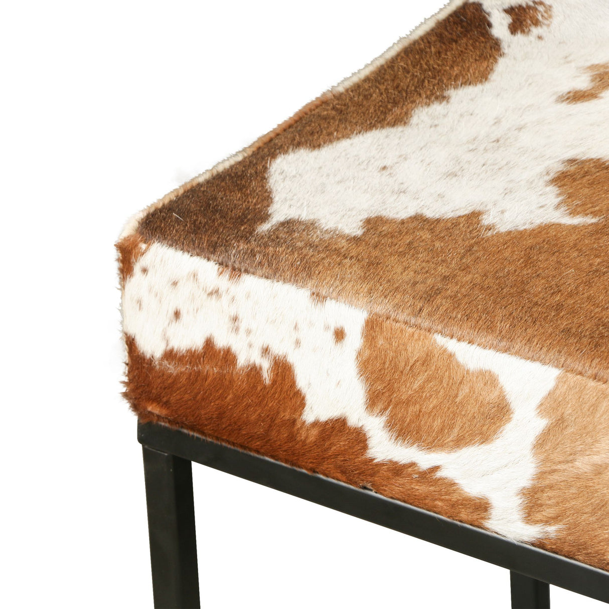 New York 54" Bench in Brown Cowhide Leather and Iron from Home Trends & Design - Luna Furniture