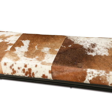 New York 54" Bench in Brown Cowhide Leather and Iron from Home Trends & Design - Luna Furniture
