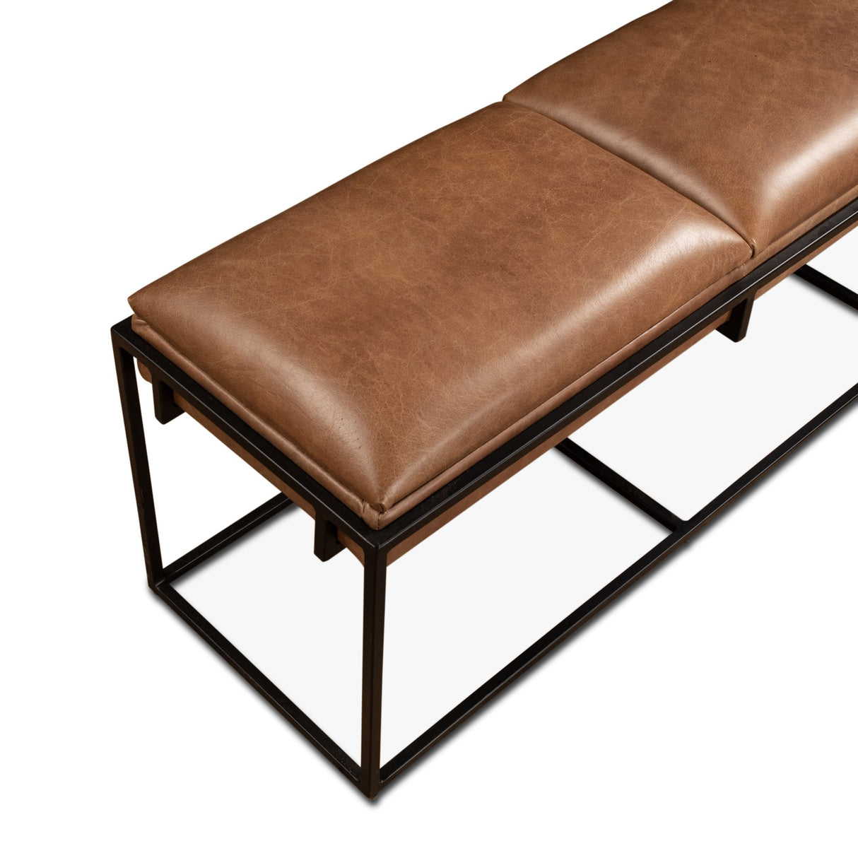 New York 62" Bench in Cognac Leather and Iron from Home Trends & Design - Luna Furniture