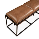 New York 62" Bench in Cognac Leather and Iron from Home Trends & Design - Luna Furniture
