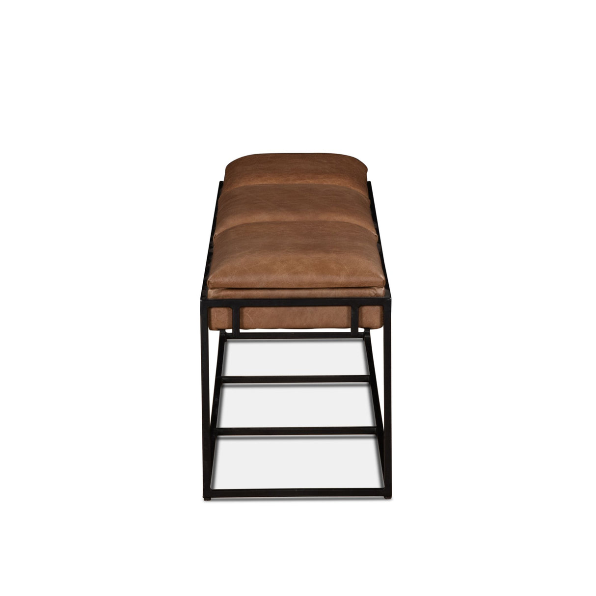 New York 62" Bench in Cognac Leather and Iron from Home Trends & Design - Luna Furniture