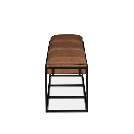 New York 62" Bench in Cognac Leather and Iron from Home Trends & Design - Luna Furniture