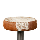New York 16" Bar Stool in Brown Cowhide Leather and Iron from Home Trends & Design - Luna Furniture