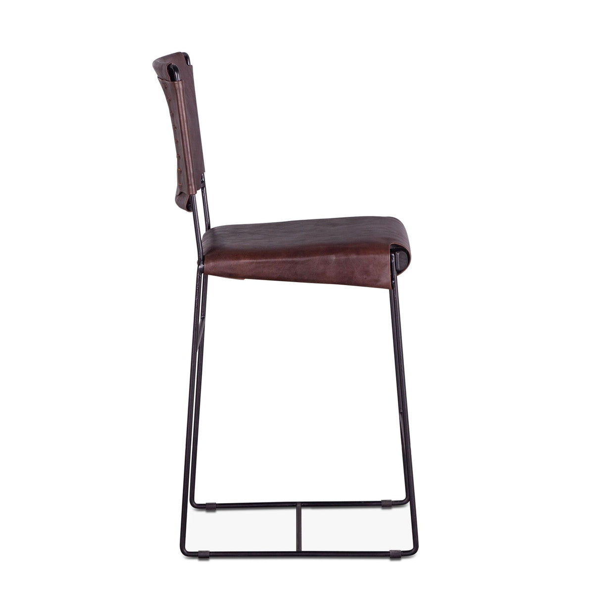 New York 17" Counter Chair in Chocolate Top Grain Leather and Iron from Home Trends & Design - Luna Furniture