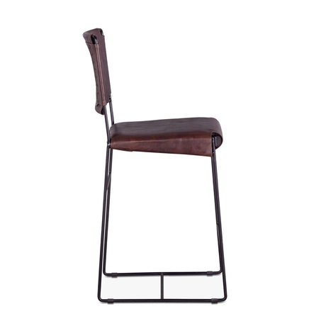 New York 17" Counter Chair in Chocolate Top Grain Leather and Iron from Home Trends & Design - Luna Furniture