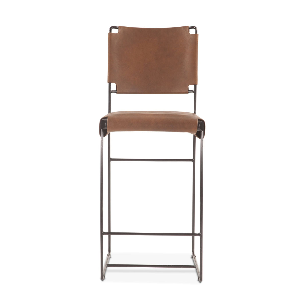New York 18" Counter Chair in Brown Buffalo Leather and Iron from Home Trends & Design - Luna Furniture