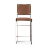 New York 18" Counter Chair in Brown Buffalo Leather and Iron from Home Trends & Design - Luna Furniture