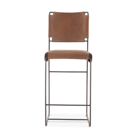 New York 18" Counter Chair in Brown Buffalo Leather and Iron from Home Trends & Design - Luna Furniture