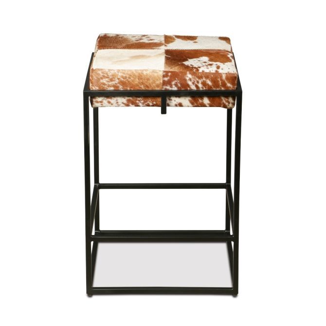 New York 17" Backless Counter Stool in Brown Cowhide from Home Trends & Design - Luna Furniture