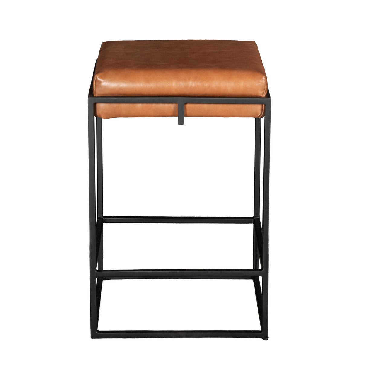 New York 17" Backless Counter Stool in Cognac Leather from Home Trends & Design - Luna Furniture