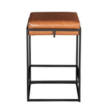 New York 17" Backless Counter Stool in Cognac Leather from Home Trends & Design - Luna Furniture