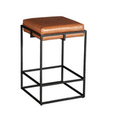 New York 17" Backless Counter Stool in Cognac Leather from Home Trends & Design - Luna Furniture