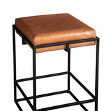 New York 17" Backless Counter Stool in Cognac Leather from Home Trends & Design - Luna Furniture