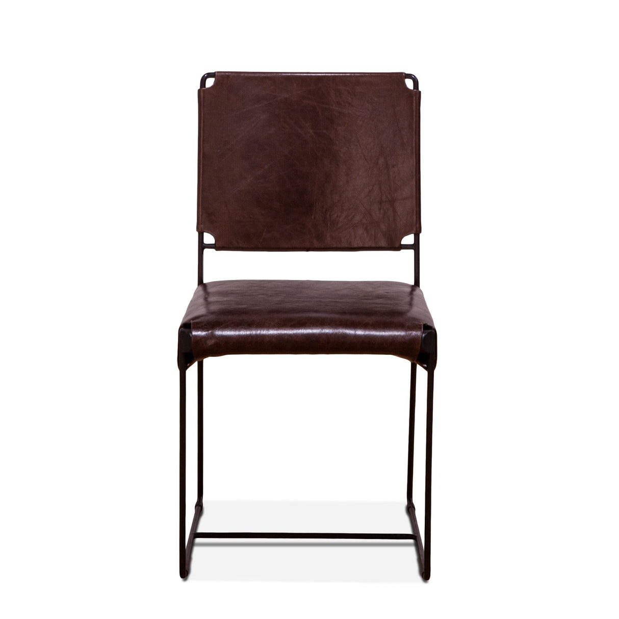 New York 18" Dining Chair in Chocolate Leather and Iron, Set of 2 from Home Trends & Design - Luna Furniture