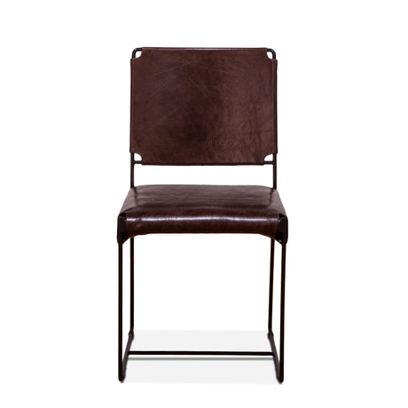 New York 18" Dining Chair in Chocolate Leather and Iron, Set of 2 from Home Trends & Design - Luna Furniture