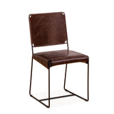 New York 18" Dining Chair in Chocolate Leather and Iron, Set of 2 from Home Trends & Design - Luna Furniture