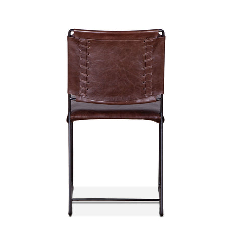 New York 18" Dining Chair in Chocolate Leather and Iron, Set of 2 from Home Trends & Design - Luna Furniture