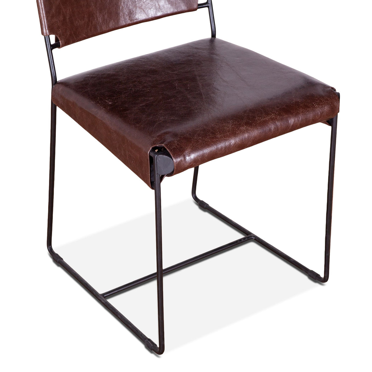 New York 18" Dining Chair in Chocolate Leather and Iron, Set of 2 from Home Trends & Design - Luna Furniture