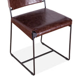 New York 18" Dining Chair in Chocolate Leather and Iron, Set of 2 from Home Trends & Design - Luna Furniture