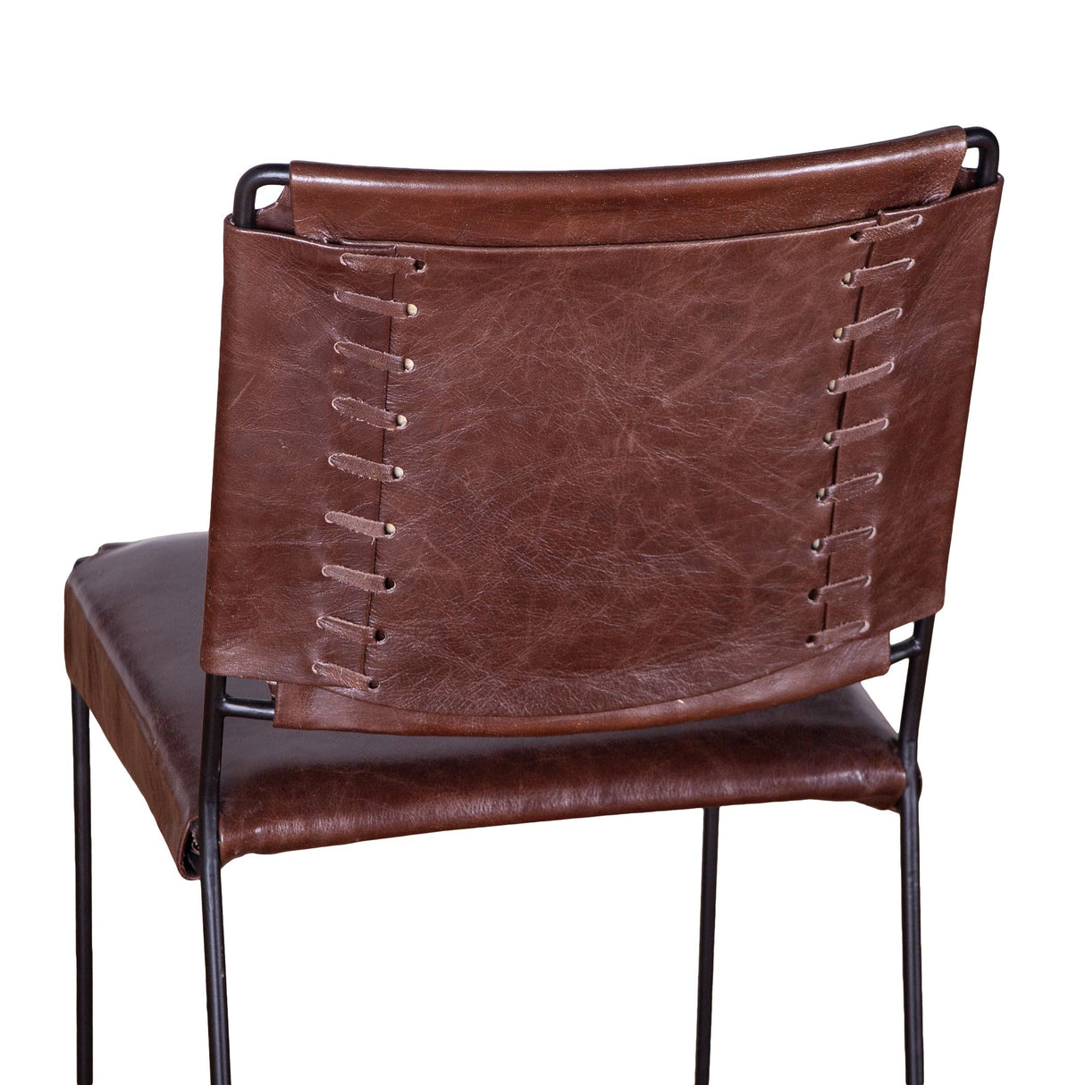 New York 18" Dining Chair in Chocolate Leather and Iron, Set of 2 from Home Trends & Design - Luna Furniture
