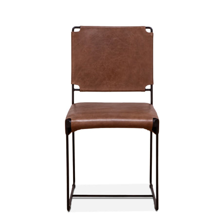 New York 18" Dining Chair in Tobacco Leather and Iron, Set of 2 from Home Trends & Design - Luna Furniture