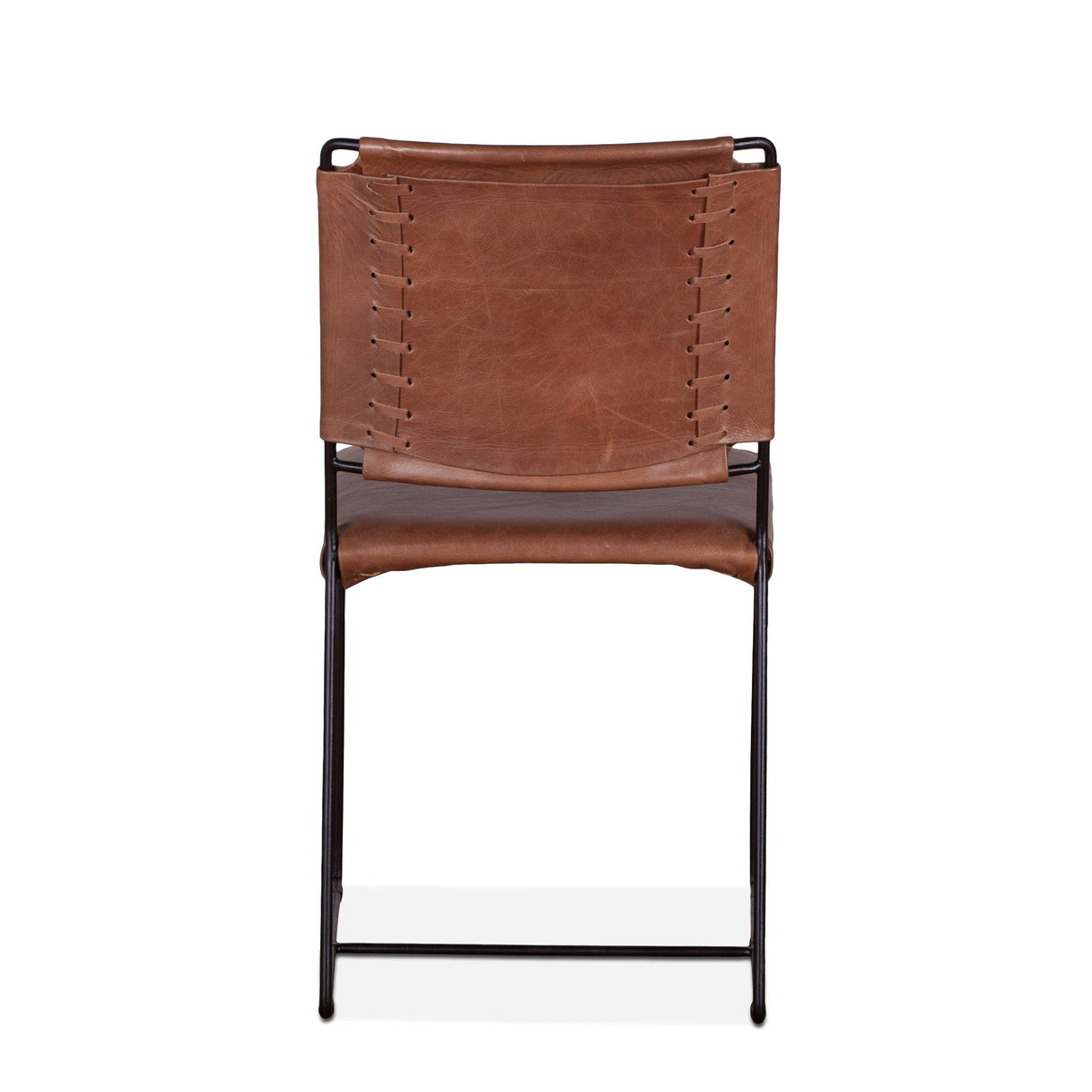 New York 18" Dining Chair in Tobacco Leather and Iron, Set of 2 from Home Trends & Design - Luna Furniture