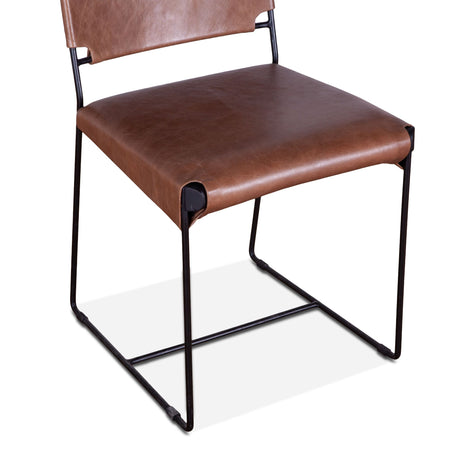 New York 18" Dining Chair in Tobacco Leather and Iron, Set of 2 from Home Trends & Design - Luna Furniture