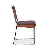 New York 18" Dining Chair in Tobacco Leather and Iron, Set of 2 from Home Trends & Design - Luna Furniture
