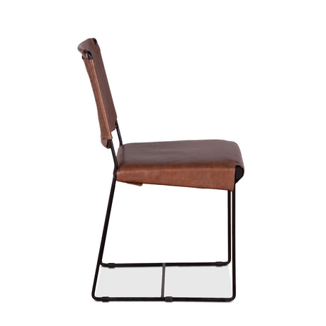 New York 18" Dining Chair in Tobacco Leather and Iron, Set of 2 from Home Trends & Design - Luna Furniture
