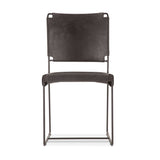 New York 18" Dining Chair in Black Buffalo Leather and Iron, Set of 2 from Home Trends & Design - Luna Furniture