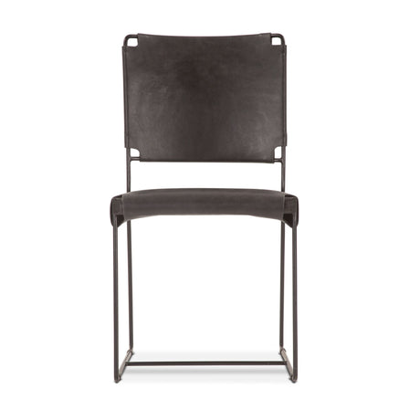 New York 18" Dining Chair in Black Buffalo Leather and Iron, Set of 2 from Home Trends & Design - Luna Furniture